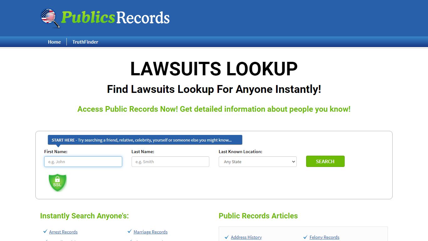 Find Lawsuits Lookup For Anyone Instantly! - publicsrecords.com